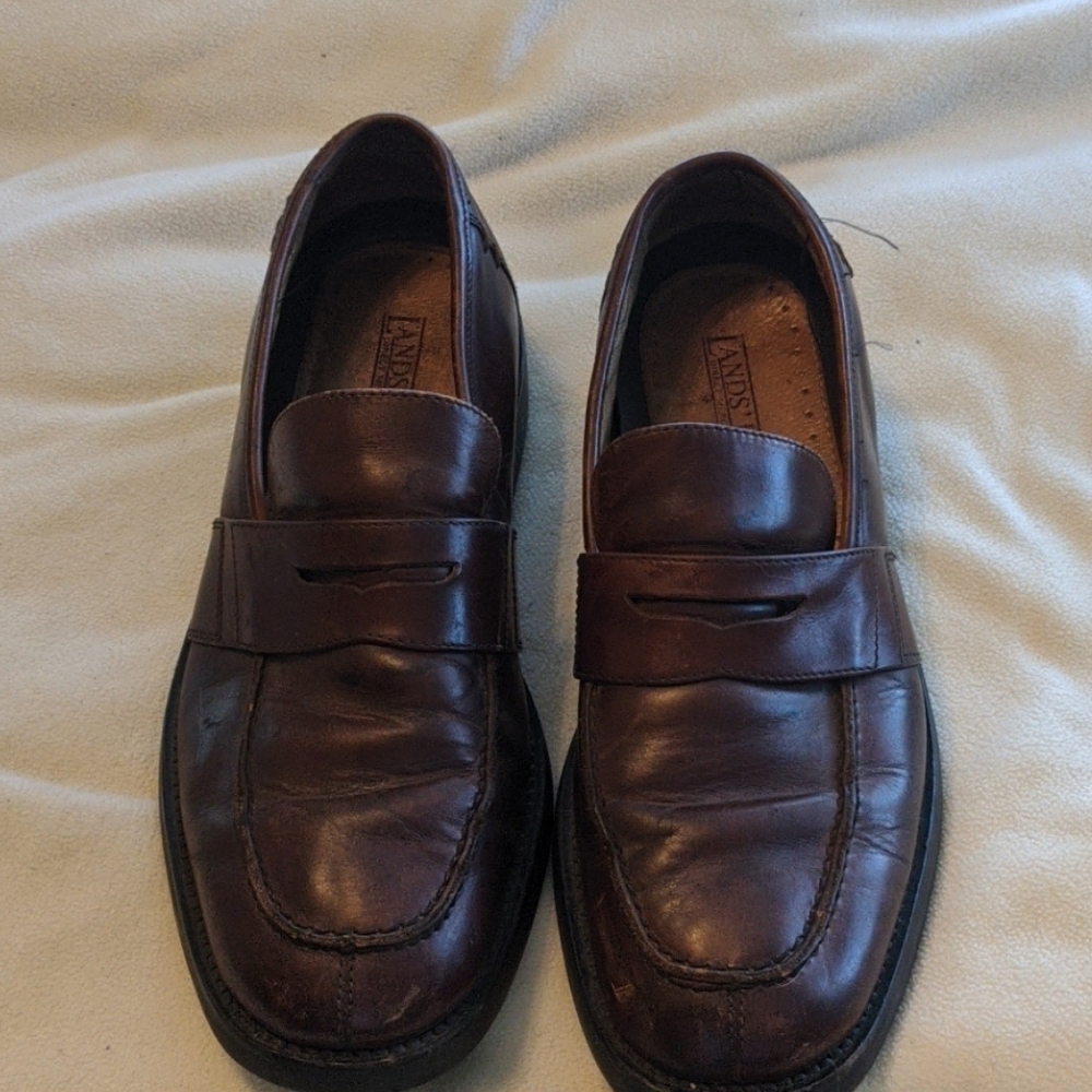Brown lands end penny loafers size 9d